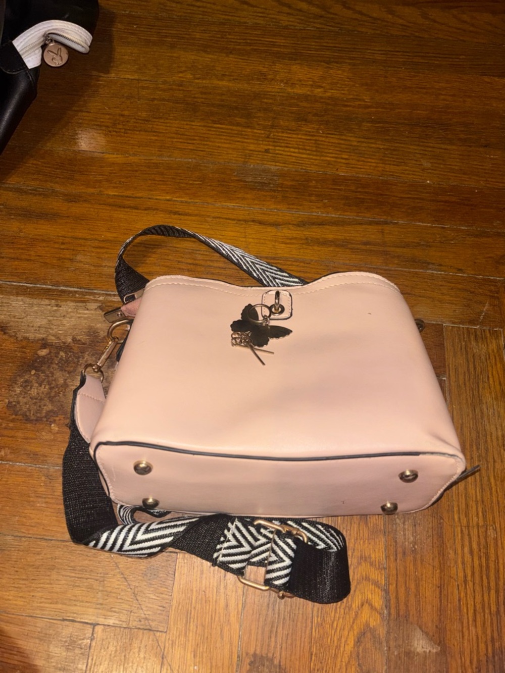 Pink Crossbody Bag with Decorative Charm - Unbranded